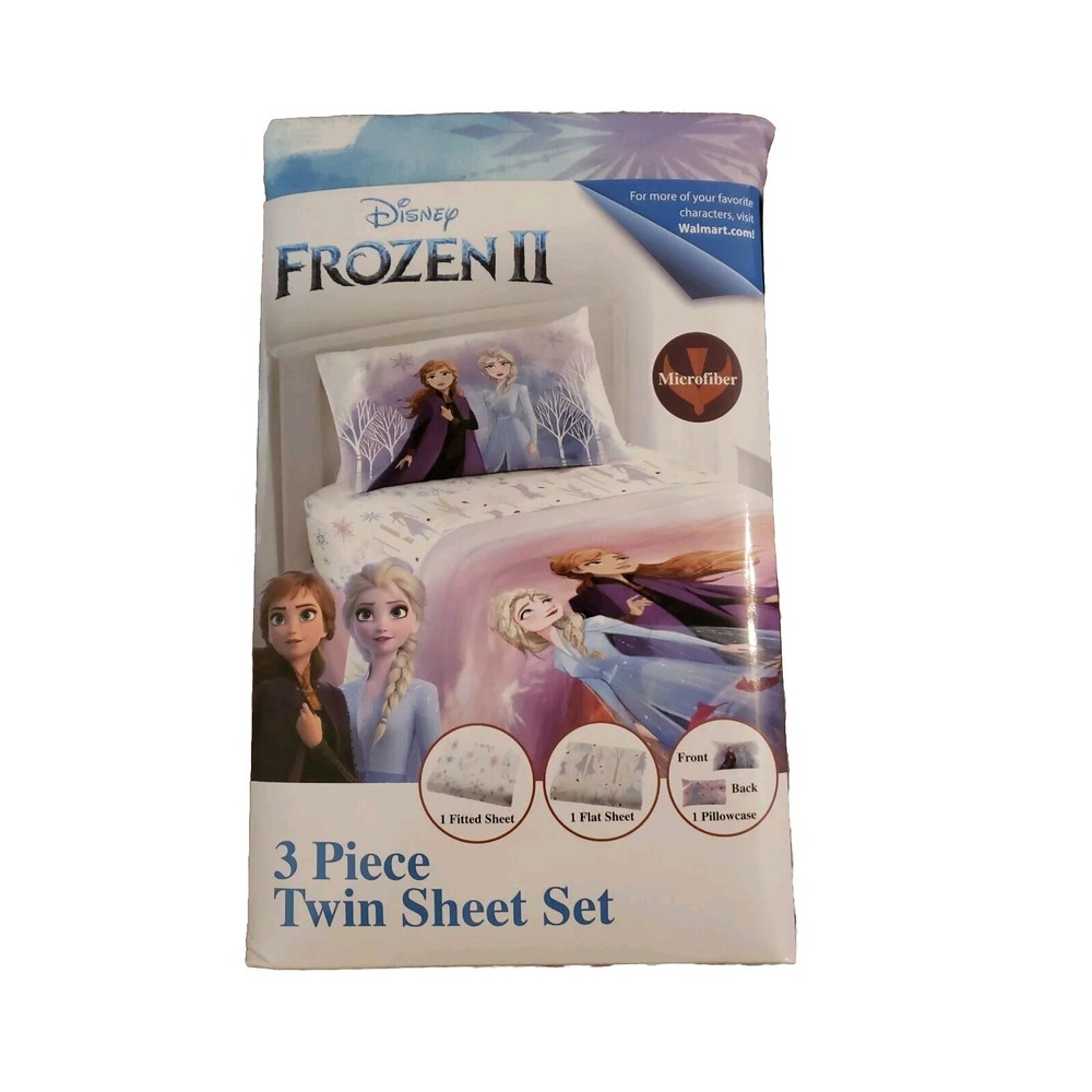 Frozen II Sheet Set Kids Bedding 3-Piece Twin Size Toddlers Room Pink Purple